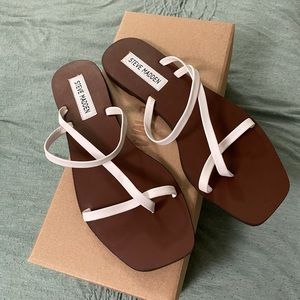 Steve Madden Janessa White Leather Sandals 6.5